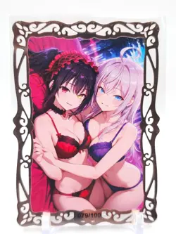 Goddess Story - Pink Metal Waifu Card - Kurumi & Alya - NUMBERED #/100 - Image 1