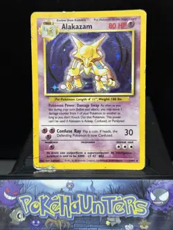 Pokemon Card Alakazam 1/102 Rare Holo WOTC Base Set Played - Image 1