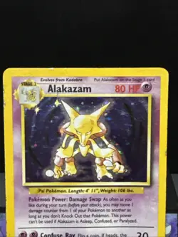 Pokemon Card Alakazam 1/102 Rare Holo WOTC Base Set Played - Image 2