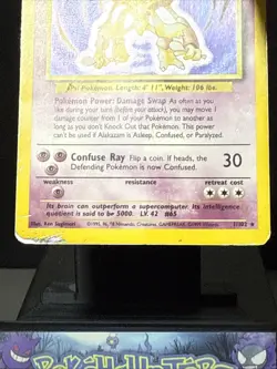 Pokemon Card Alakazam 1/102 Rare Holo WOTC Base Set Played - Image 3