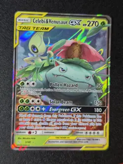 Pokemon TCG Celebi & Venusaur GX Holo Ultra Rare Card Team Up 1/181 NM - Image 1
