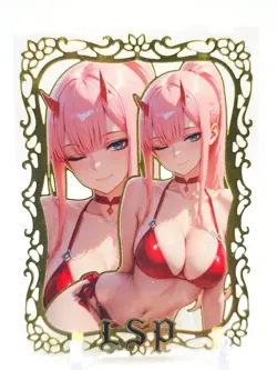 Goddess Story - Gold Metal Waifu Card - Zero Two - NUMBERED #/100 - Image 1