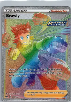 Pokemon Card - Brawly Chilling Reign 212/198 Secret Rare Full Art Rainbow Holo - Image 1