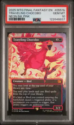 2025 MTG FINAL FANTASY NEON CHOCOBO - PINK - TRAVELING CHOCOBO PSA GEM MINT 10 - Image 2