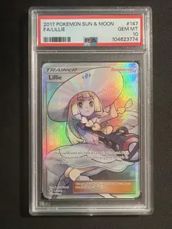 Pokemon TCG Sun and Moon Lillie Trainer Full Art Ultra Rare PSA 10 - Image 1