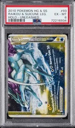 2010 POKEMON HEARTGOLD & SOULSILVER UNLEASHED RAIKOU & SUICUNE LEGEND-HOLO PSA 6 - Image 1