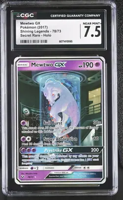 CGC 7.5 Mewtwo GX 2017 Shining Legends 78/73 Secret Rare Holo Pokemon Card - Image 1