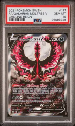 Galarian Moltres V 177/198 Alt Art Pokemon PSA 10 Chilling Reign - Image 1