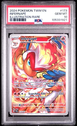 2024 POKEMON TWM EN-TWILIGHT MASQUERADE ILLUSTRATION RARE #173 INFERNAPE PSA 10 - Image 1