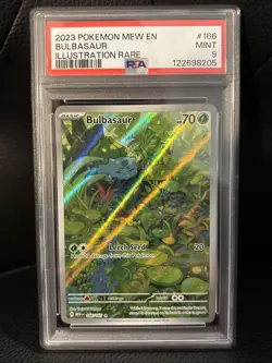 2023 POKEMON SV 151 - MEW EN #166/165 BULBASAUR ILLUSTRATION RARE PSA 9 - Image 1