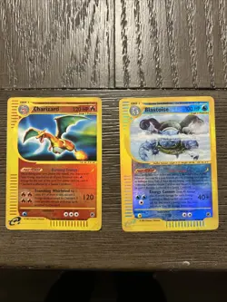Pokemon TCG Charizard And Blastoise Reverse Holo Ereader Ungraded 40/165 4/165 - Image 1