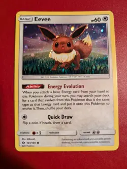 Pokemon Card Eevee Sun & Moon 101/149 Cosmos Holo Common Near Mint Condition - Image 1