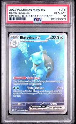 2023 POKEMON MEW EN-151 SPECIAL ILLUSTRATION RARE #200 BLASTOISE EX PSA 10 - Image 1