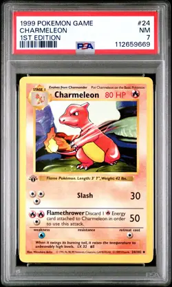 1999 POKEMON BASE SET 1ST EDITION #24 CHARMELEON PSA 7 - Image 1