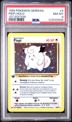 1999 POKEMON GERMAN 1ST ED #5 PIEPI-HOLO PSA 8 - Image 1