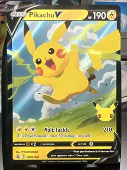 Mint Pikachu v Pokemon TCG SWSH143 Celebrations Card Promo - Image 1