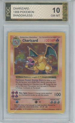 PGC 10 1999 Pokemon TCG Charizard SHADOWLESS Base Set Card 4/102 Holo SEE PHOTOS - Image 1