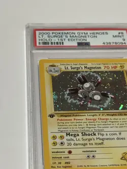 2000 Pokemon Gym Heroes Lt. Surge’s Magneton Holo 1st Edition #8 Card Mint PSA 9 - Image 2
