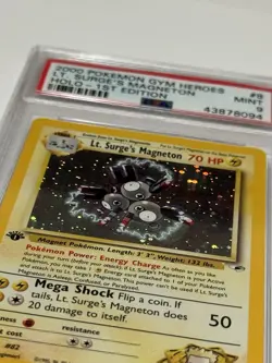 2000 Pokemon Gym Heroes Lt. Surge’s Magneton Holo 1st Edition #8 Card Mint PSA 9 - Image 3