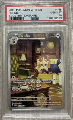 Pokemon TCG Herdier White Flare Illustration Rare Card 155/086 PSA 10 - Image 1