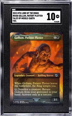 MTG Magic The Gathering Gollum, Patient Plotter Foil Borderless LOTR SGC 10 Gem - Image 1