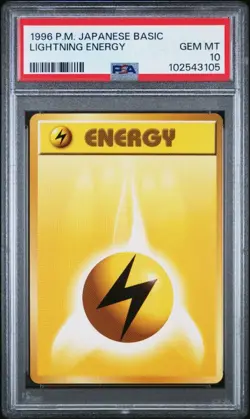 Psa 10 Lightning Basic Energy 1996 Old Back Pokemon Card - Image 1