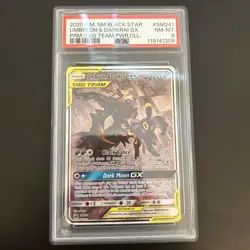 PSA 8 Umbreon & Darkrai GX SM241 Tag Team Black Star Promo 2020 Pokemon Card - Image 1