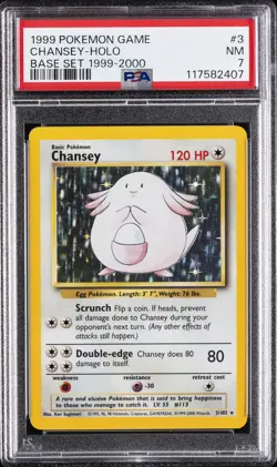 1999 POKEMON BASE SET 1999-2000 "4TH PRINT" #3 CHANSEY-HOLO PSA 7 - Image 1