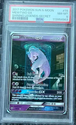 2017 Pokemon Mewtwo GX Secret Shining Legends 78/73 MEWTUBE PSA 8 NM-MT - Image 1