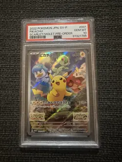 2022 POKEMON JPN SV PROMO SCARLET & VIOLET PRE-ORDER #001 PIKACHU PSA 10 - Image 1