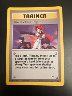 HTF! Pokemon the Rocket's Trap Trainer Holo Card Gym Heroes 1999 **NM/NM+ GEM** - Image 1