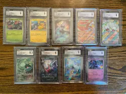 Pokemon Lot Of 9 CGC Graded Cards Pikachu Ho-Oh Maushold etc. - Image 1