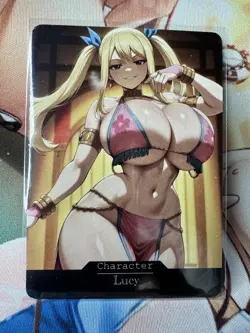 Lucy Fairy Tail hentai Anime Doujin Waifu Custom Art Card - Image 1