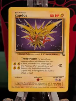 Pokemon Zapdos 30/62 Fossil Unlimited Rare Card WOTC PL - Image 1
