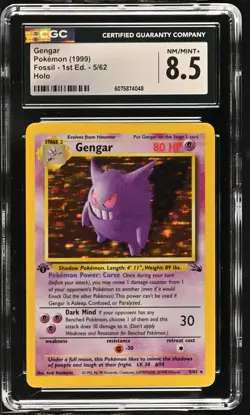 CGC 8.5 Gengar 1999 Fossil 1st Edition 5/62 Holo Pokemon Card - Image 1