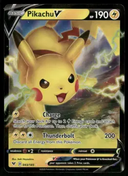 Pikachu V 043/185 Ultra Rare Holo NM Pokemon SWSH04: Vivid Voltage - Image 1