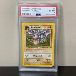 Aerodactyl 1/62 Holo PSA 6 EX-MT Rare Pokemon Fossil 1999 Vintage WoTC English - Image 1