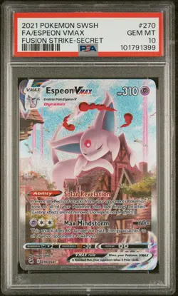 2021 POKEMON SWORD & SHIELD FUSION STRIKE SECRET FULL ART/ESPEON VMAX PSA 10 - Image 1