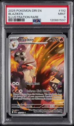 2025 POKEMON DRI EN-DESTINED RIVALS ILLUSTRATION RARE #192 BLAZIKEN PSA 9 - Image 1