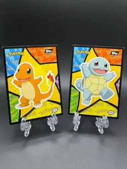 Charmander & Squirtle Sticker Topps Pokemon Cards - Image 1