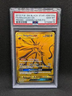 PSA 10 SOLGALEO GX SM104a Gold Hidden Fates Promo Pokemon Card GEM MINT - Image 1