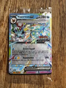 Vaporeon Ex Stamped Pokemon Prismatic Evolutions Promo Surprise Box Sealed - Image 1