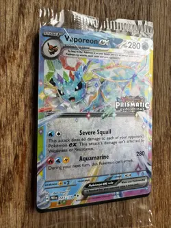 Vaporeon Ex Stamped Pokemon Prismatic Evolutions Promo Surprise Box Sealed - Image 3