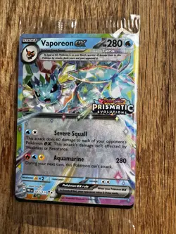 Vaporeon Ex Stamped Pokemon Prismatic Evolutions Promo Surprise Box Sealed - Image 4