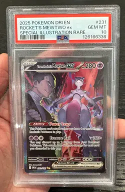 Pokemon Team Rocket's Mewtwo ex Destined Rivals SIR #231 PSA 10 Gem Mint - Image 1
