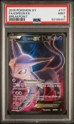 2016 Pokemon XY Breakpoint FA/Espeon #117 PSA 9 Fast or Processing - Image 1