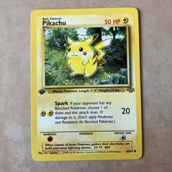 1999 Pokemon TCG Pikachu Card 60/64 Jungle 1st Edition Red Cheeks - Image 1