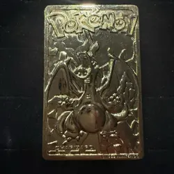 1999 Pokemon Charizard 23K Gold-Plated Metal Card Burger King Collectible - Image 1
