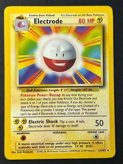 Electrode 21/102 Base Set WOTC Unlimited Rare - Pokemon Card - B LP - - Image 1