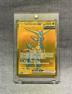 Pokemon Prismatic Evolutions Iron Leaves EX Card 176/131 Gold Hyper Rare - Image 1